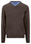 Fynch-Hatton V-Neck Solid Color Superfine 3-Ply Cotton Trui Dark Chocolate