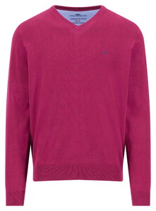 Fynch-Hatton V-Neck Solid Color Superfine 3-Ply Cotton Trui Grape