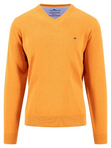 Fynch-Hatton V-Neck Solid Color Superfine 3-Ply Cotton Trui Sienna