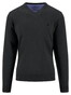 Fynch-Hatton V-Neck Solid Color Superfine 3-Ply Cotton Trui Zwart