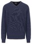 Fynch-Hatton V-Neck Superfine Cotton Subtle Texture Trui Navy
