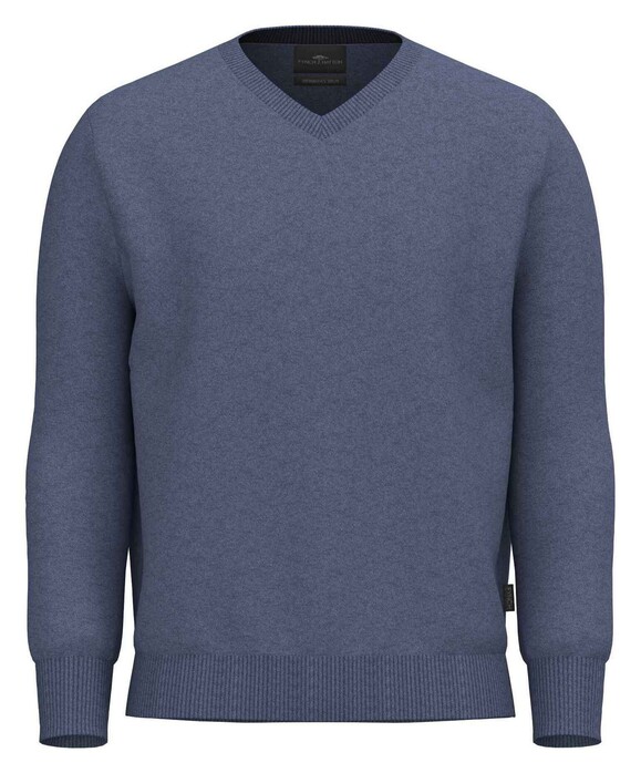 Fynch-Hatton V-Neck Uni Color Cashmere Trui Cloud Blue