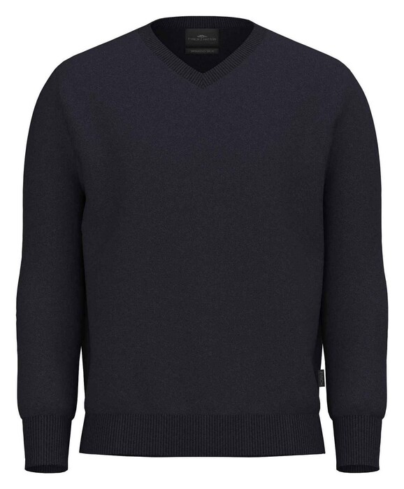 Fynch-Hatton V-Neck Uni Color Cashmere Trui Navy