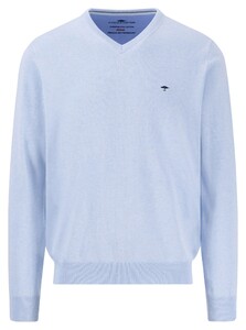 Fynch-Hatton V-Neck Uni Color Superfine Cotton Knit Pullover Summer Breeze