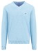 Fynch-Hatton V-Neck Uni Color Superfine Cotton Knit Trui Splashy Ocean