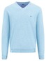 Fynch-Hatton V-Neck Uni Color Superfine Cotton Knit Trui Splashy Ocean
