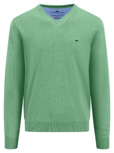 Fynch-Hatton V-Neck Uni Color Superfine Cotton Knit Trui Turf Green