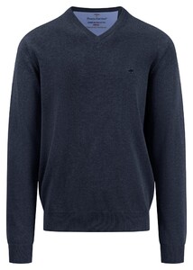 Fynch-Hatton V-Neck Uni Superfine Cotton Pullover Navy