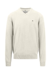 Fynch-Hatton V-Neck Uni Superfine Cotton Pullover Off White