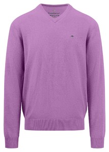 Fynch-Hatton V-Neck Uni Superfine Cotton Trui Dusty Lavender