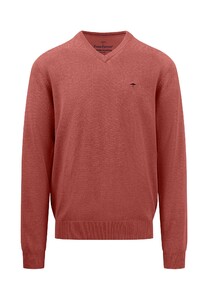 Fynch-Hatton V-Neck Uni Superfine Cotton Trui Orient Red