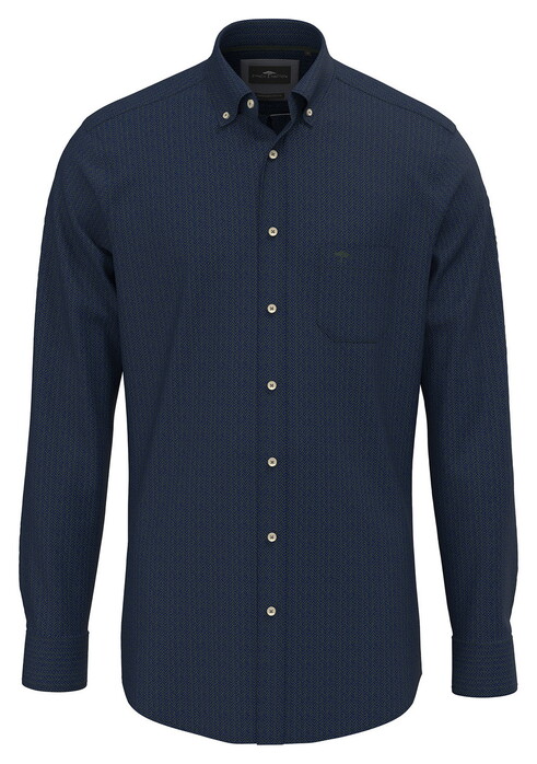 Fynch-Hatton V Shape Structure Pattern Overhemd Dark Ivy