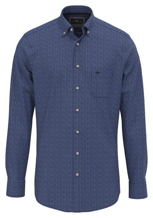 Fynch-Hatton V Shape Structure Pattern Overhemd Navy