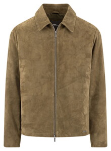 Fynch-Hatton Velours Full Zip Turndown Collar Jack Donker Khaki