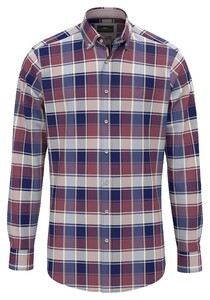 Fynch-Hatton Washed Oxford Allover Check Overhemd Berry-Dark Blue