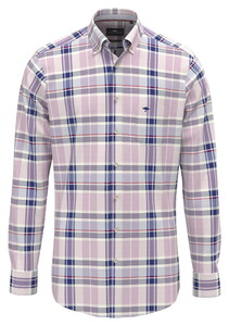 Fynch-Hatton Washed Oxford Check Button-Down Overhemd Magnolia