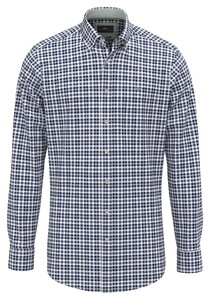 Fynch-Hatton Washed Oxford Check Overhemd Fern-Navy
