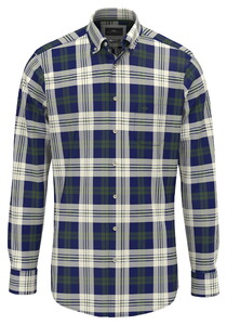 Fynch-Hatton Washed Oxford Check Shirt Dark Leaf