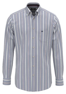 Fynch-Hatton Washed Oxford Multi Stripe Overhemd Harbor Blue