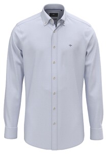 Fynch-Hatton Washed Oxford Solid Color Kent Collar Overhemd Crystal Blue