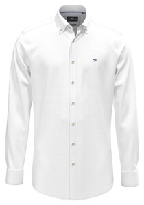 Fynch-Hatton Washed Oxford Solid Color Kent Collar Overhemd Wit
