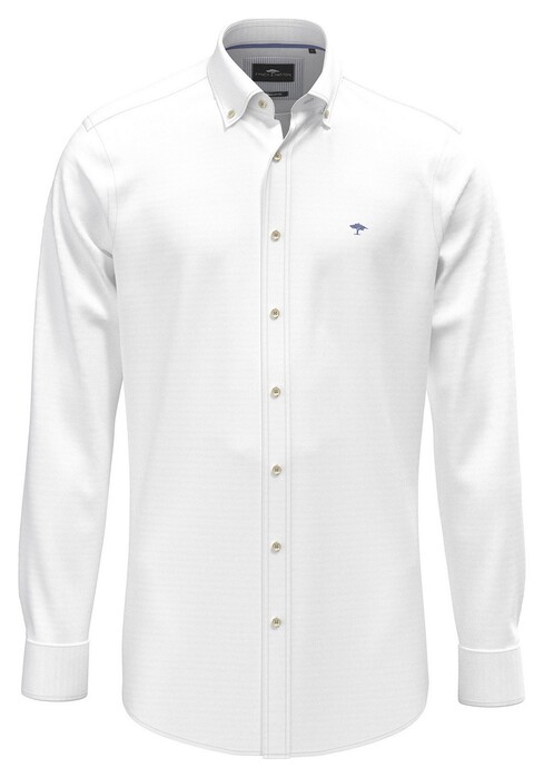 Fynch-Hatton Washed Oxford Solid Color Kent Collar Overhemd Wit