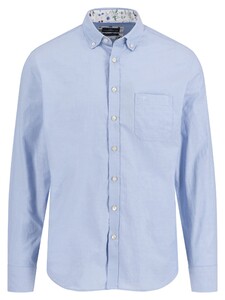 Fynch-Hatton Washed Oxford Uni Color Button-Down Overhemd Crystal Blue