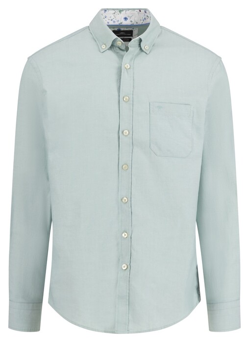 Fynch-Hatton Washed Oxford Uni Color Button-Down Overhemd Fern