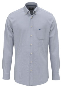 Fynch-Hatton Washed Solid Color Oxford Button-Down Overhemd Harbor Blue