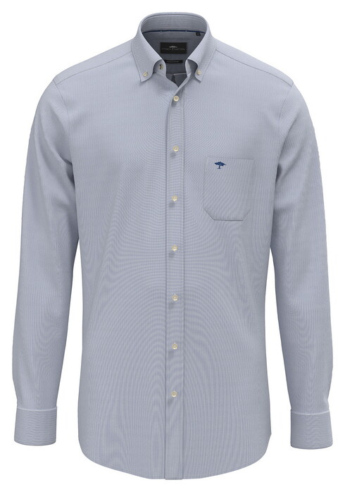 Fynch-Hatton Washed Solid Color Oxford Button-Down Overhemd Harbor Blue