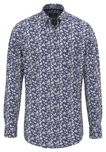 Fynch-Hatton Winter Flower Button-Down Overhemd Misty Blue
