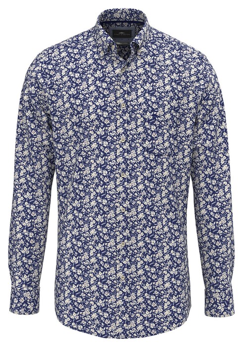 Fynch-Hatton Winter Flower Button-Down Overhemd Misty Blue
