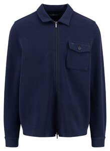 Fynch-Hatton Zip Cardigan Overshirt Interlock Piqué Vest Navy