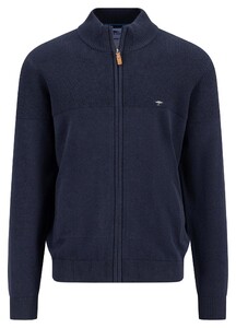 Fynch-Hatton Zip Cardigan Stand-Up Collar Stitch Mix Navy