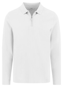 Fynch-Hatton Zip Collar Long Sleeve Interlock Cotton Polo New Off White