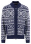 Fynch-Hatton Zip Stand-Up Cardigan Big Jacquard Vest Navy