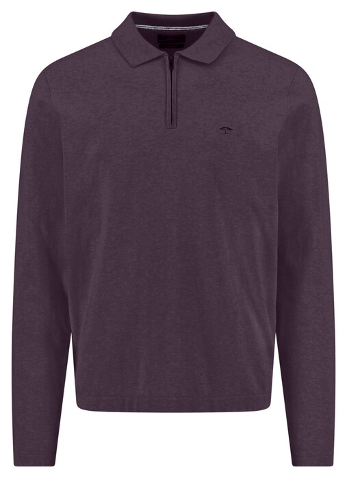 Fynch-Hatton Zip Superflex Subtle Mélange Polo Aubergine