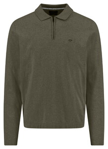 Fynch-Hatton Zip Superflex Subtle Mélange Polo Donker Khaki