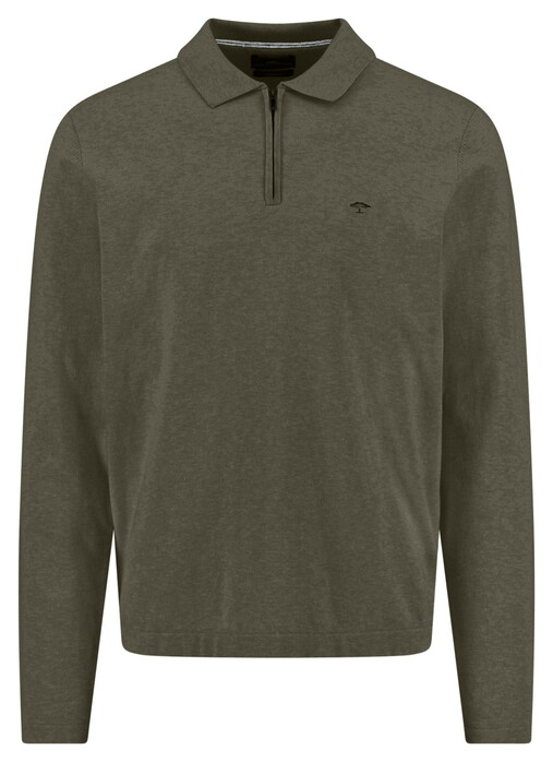 Fynch-Hatton Zip Superflex Subtle Mélange Polo Donker Khaki