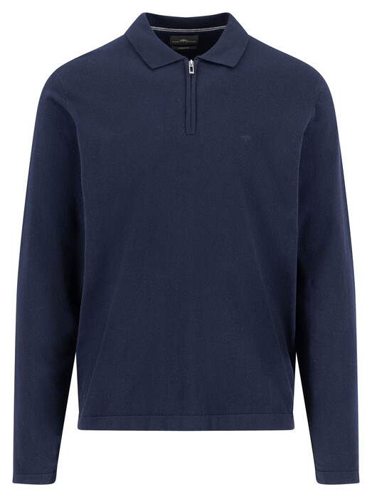Fynch-Hatton Zip Superflex Subtle Mélange Polo Navy