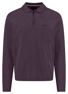 Fynch-Hatton Zip Superflex Subtle Mélange Poloshirt Aubergine