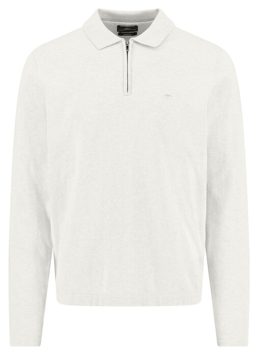 Fynch-Hatton Zip Superflex Subtle Mélange Poloshirt New Off White