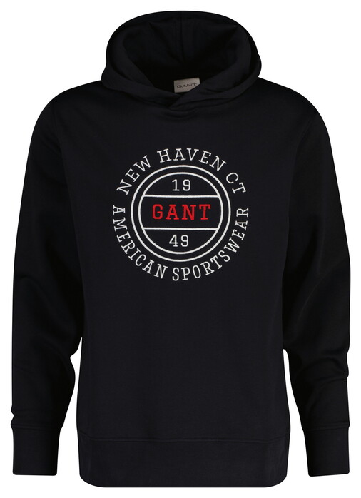 Gant 1949 Sportswear Graphic Hoodie Sweatshirt Trui Zwart