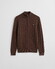 Gant Allover Cable Knit Cotton Half Zip Pullover Brown Melange