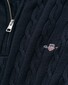 Gant Allover Cable Knit Cotton Half Zip Pullover Evening Blue