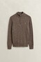 Gant Allover Cable Knit Cotton Half Zip Pullover Faded Taupe