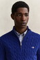 Gant Allover Cable Knit Cotton Half Zip Trui Blauw