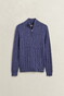 Gant Allover Cable Knit Cotton Half Zip Trui Blue Horizon