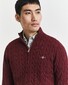 Gant Allover Cable Knit Cotton Half Zip Trui Bordeaux Melange