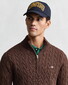 Gant Allover Cable Knit Cotton Half Zip Trui Brown Melange